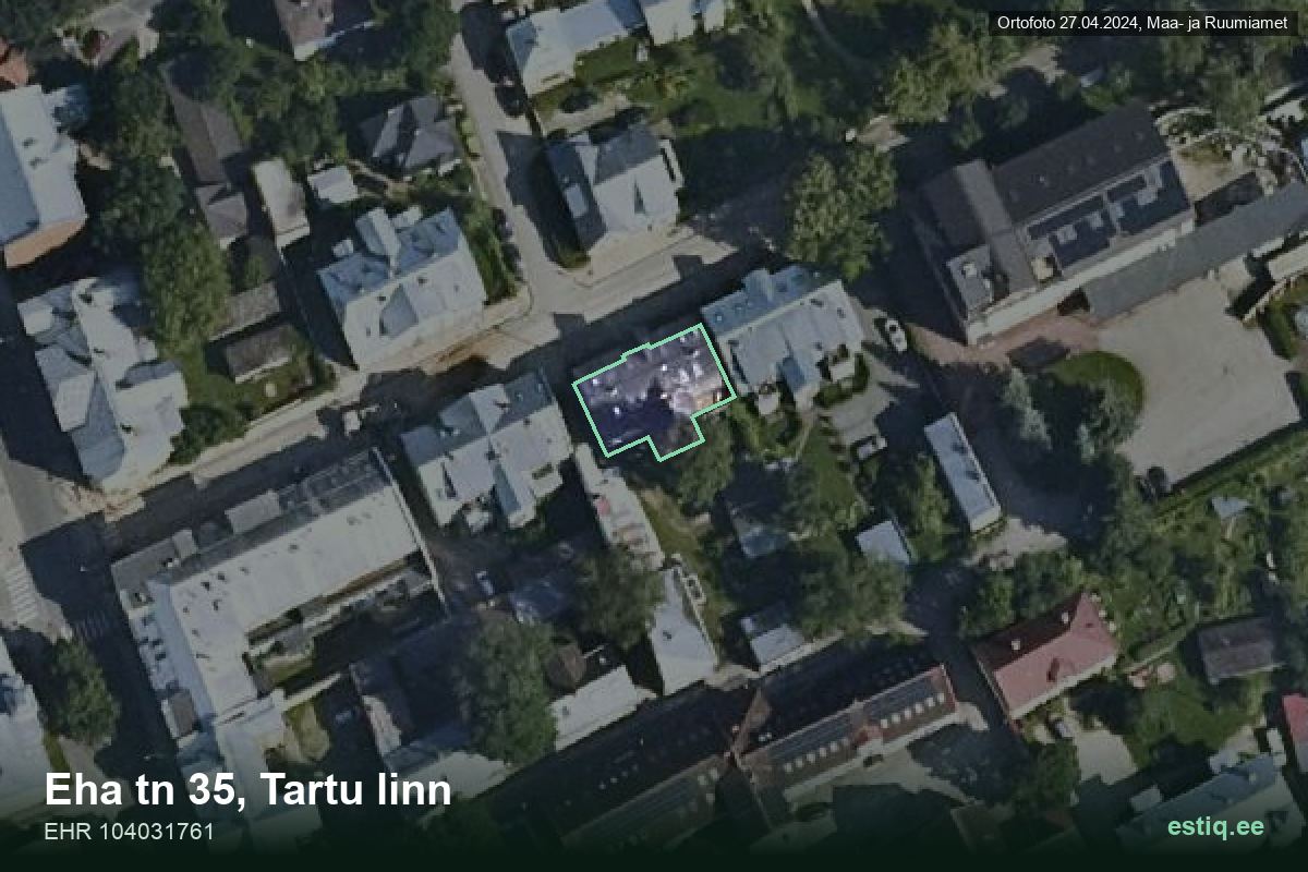 Eha 35, Tartu linn – ilmakuva rakennuksesta, ääriviiva rakennusrekisteristä (EHR)