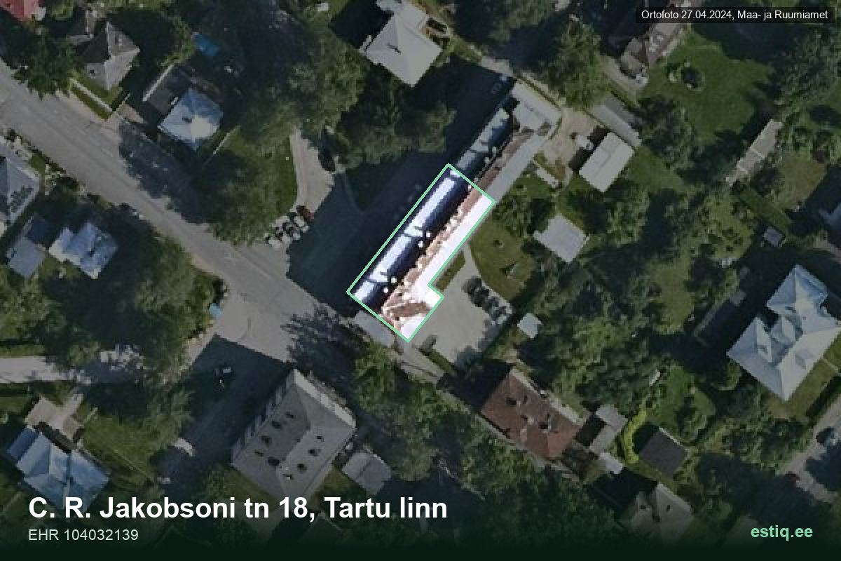 C. R. Jakobsoni tänav 18, Tartu – ilmakuva rakennuksesta, ääriviiva rakennusrekisteristä (EHR)