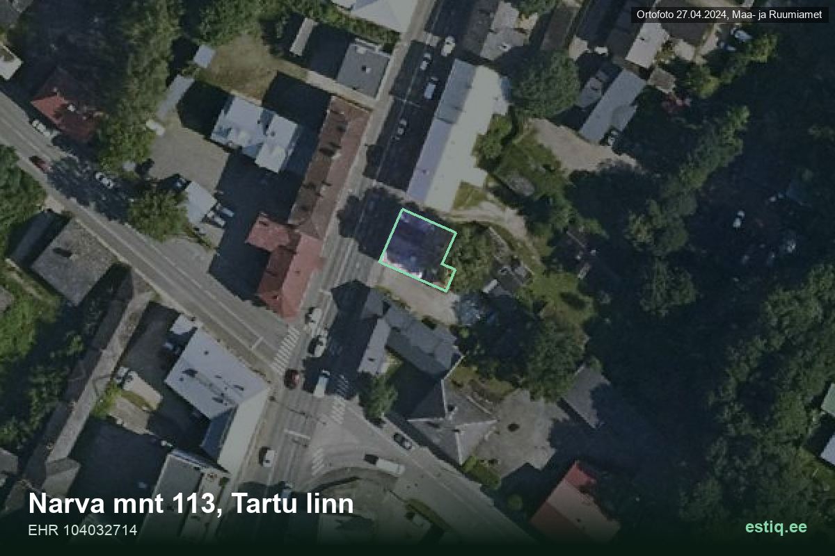 Narva mnt 113, Tartu – hoone aerofoto, kontuur ehitisregistri (EHR) andmetest
