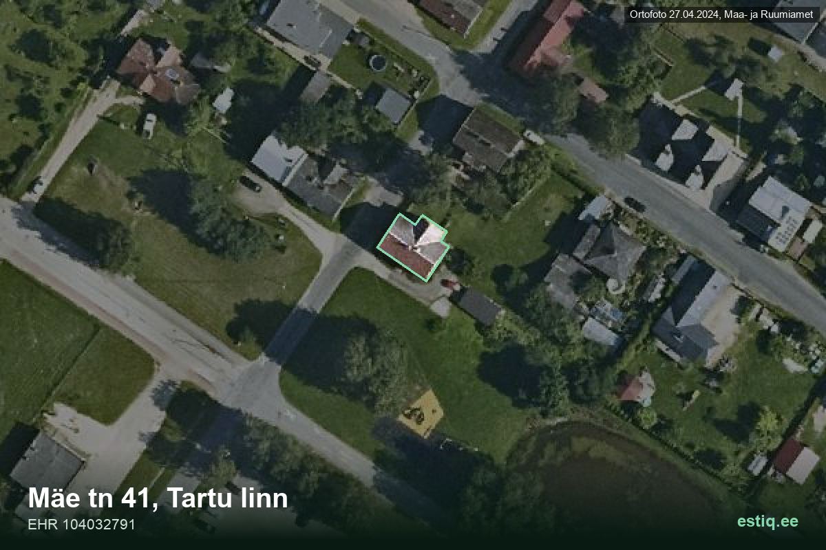 Mäe tänav 41, Tartu – hoone aerofoto, kontuur ehitisregistri (EHR) andmetest