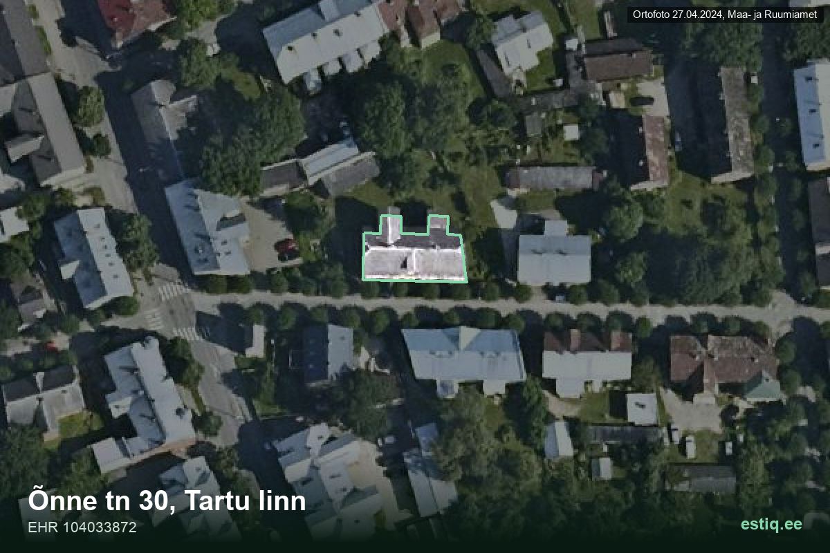 Õnne tänav 30, Tartu – aerial photo of the building, outline from the Building Register (EHR)