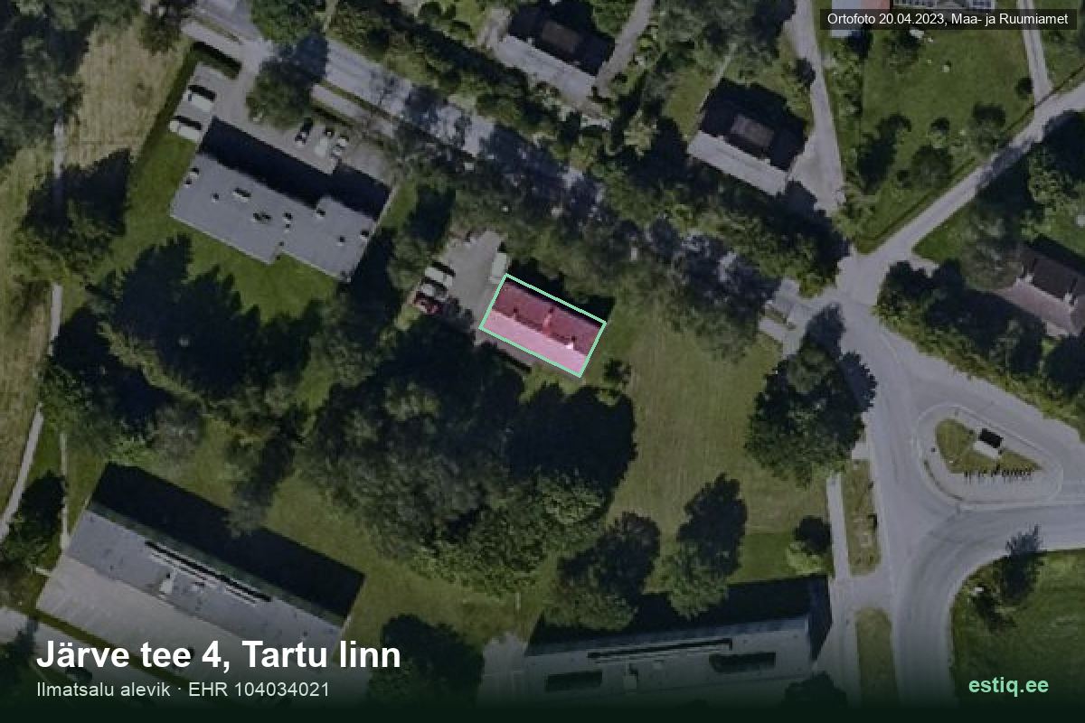 Järve tee 4, Tartu – hoone aerofoto, kontuur ehitisregistri (EHR) andmetest