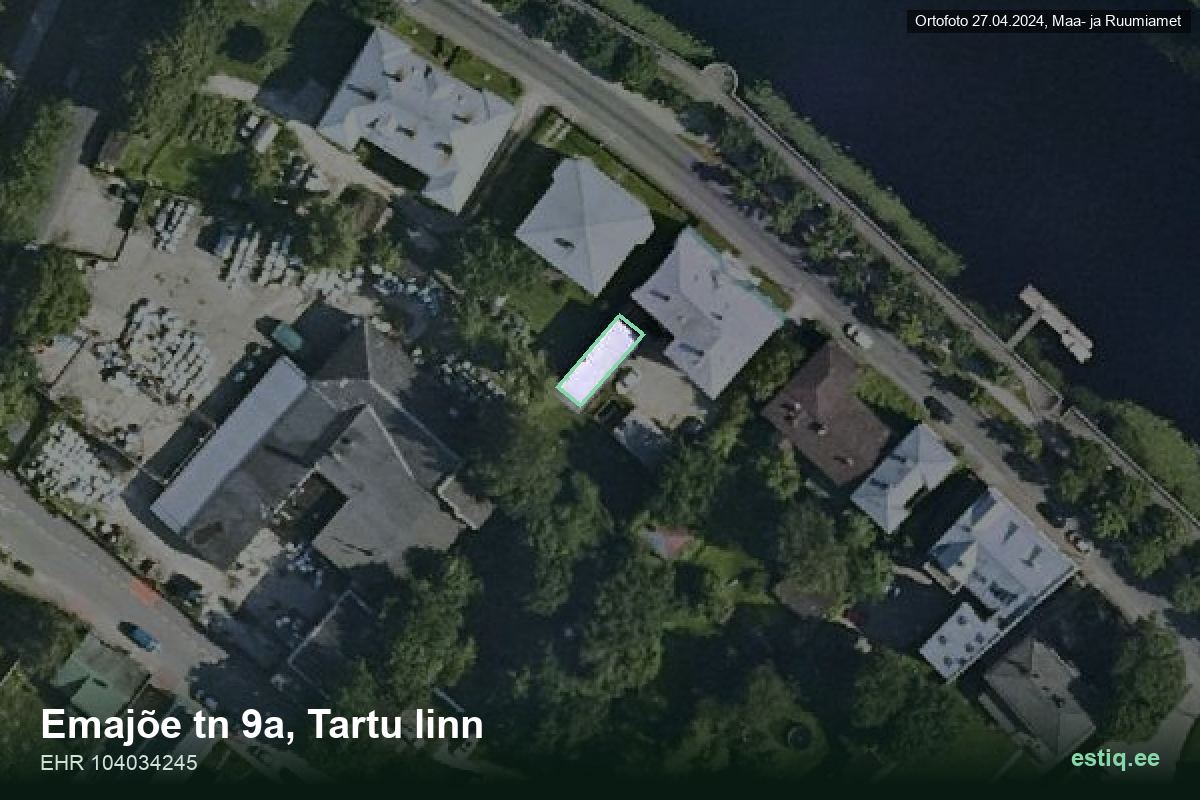 Emajõe tänav 9a, Tartu – hoone aerofoto, kontuur ehitisregistri (EHR) andmetest