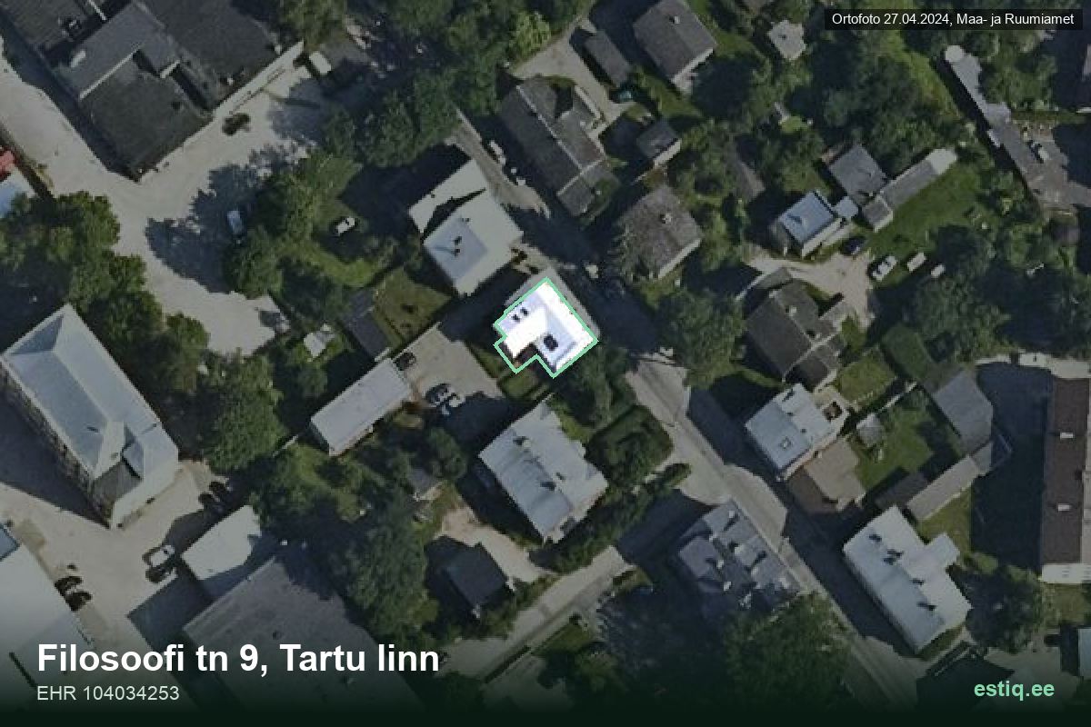 Filosoofi tänav 9, Tartu – hoone aerofoto, kontuur ehitisregistri (EHR) andmetest