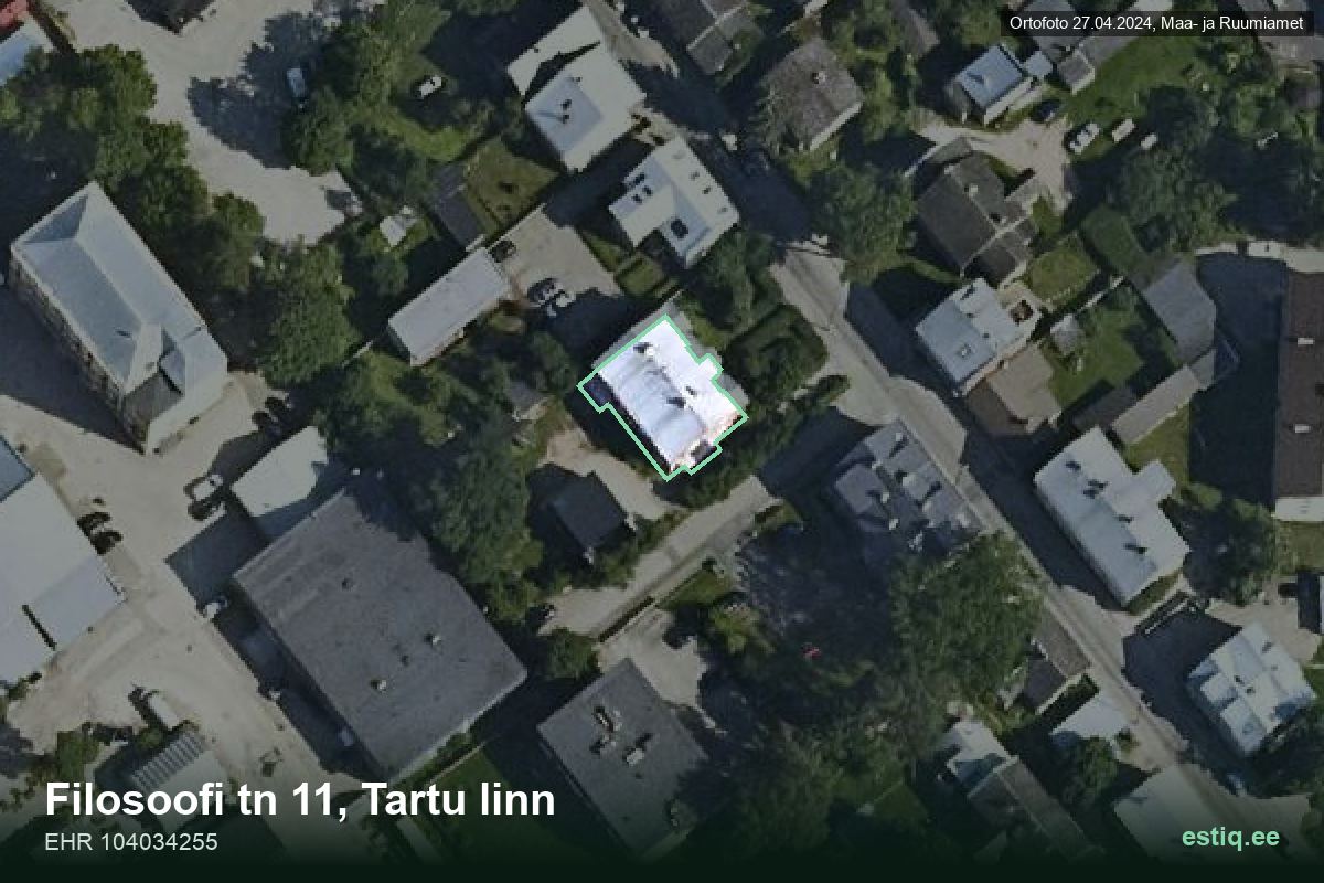 Filosoofi tänav 11, Tartu – hoone aerofoto, kontuur ehitisregistri (EHR) andmetest