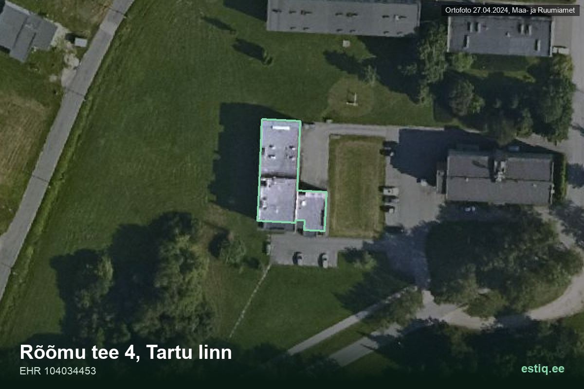 Rõõmu tee 4, Tartu – hoone aerofoto, kontuur ehitisregistri (EHR) andmetest