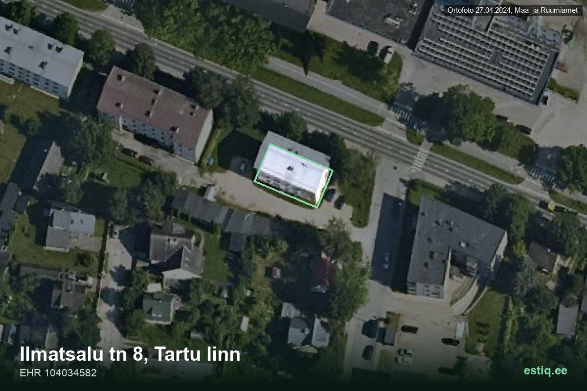 Ilmatsalu tänav 8, Tartu – ilmakuva rakennuksesta, ääriviiva rakennusrekisteristä (EHR)
