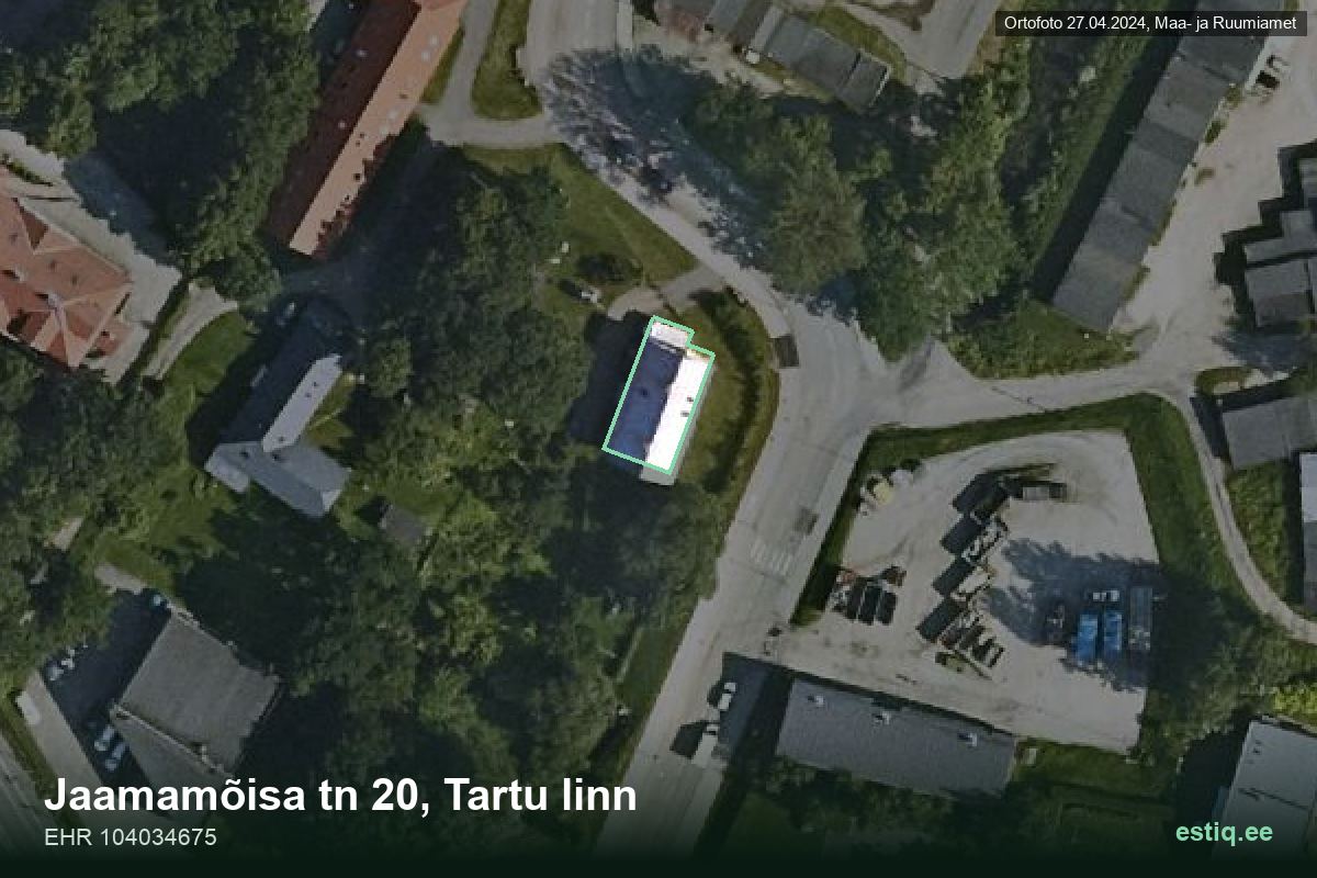 Jaamamõisa tänav 20, Tartu – aerial photo of the building, outline from the Building Register (EHR)