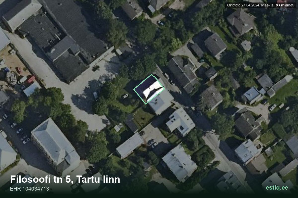 Filosoofi tänav 5, Tartu – aerial photo of the building, outline from the Building Register (EHR)
