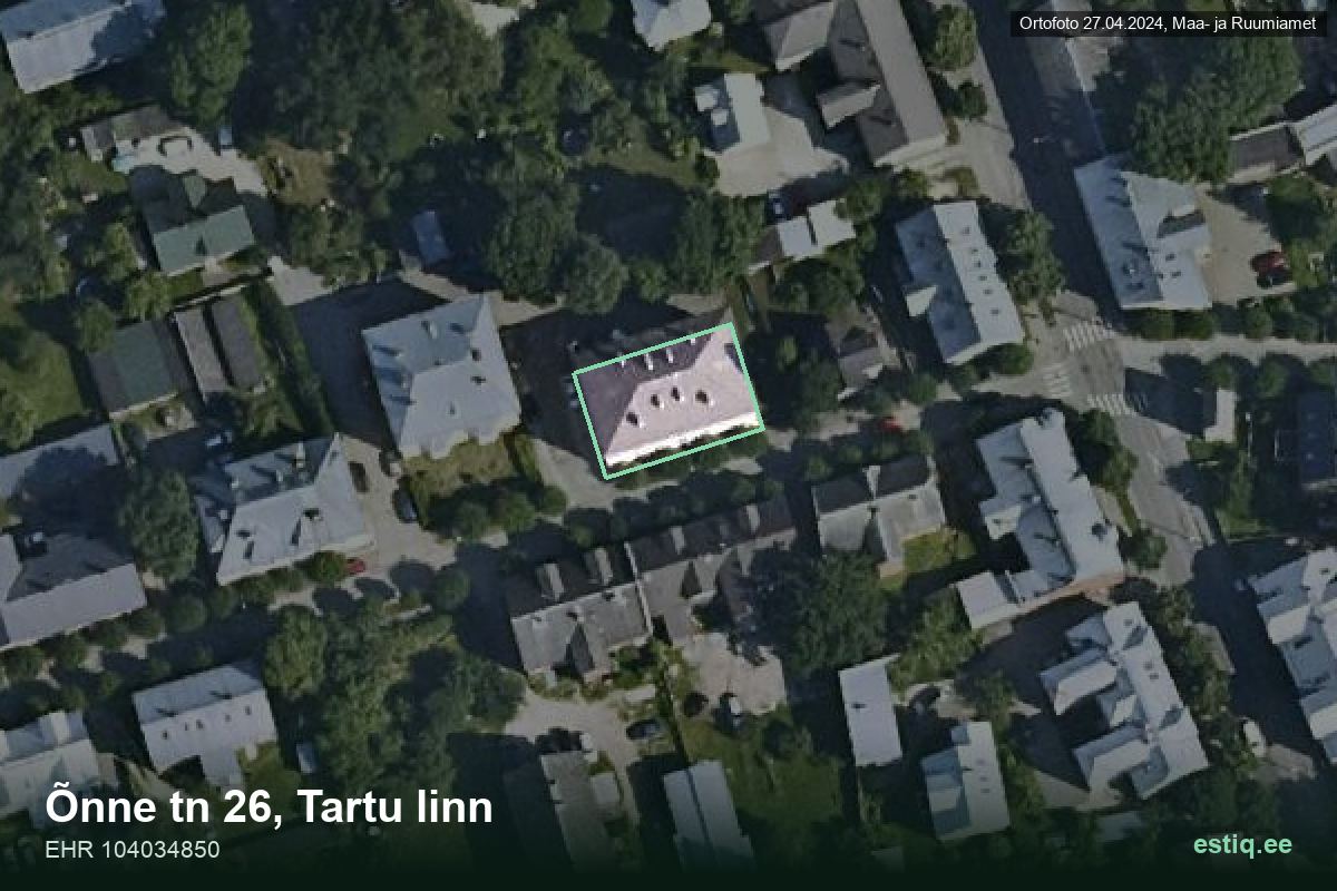Õnne tänav 26, Tartu – aerial photo of the building, outline from the Building Register (EHR)