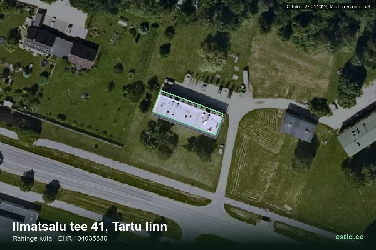 Ilmatsalu tee 41, Tartu – hoone aerofoto, kontuur ehitisregistri (EHR) andmetest