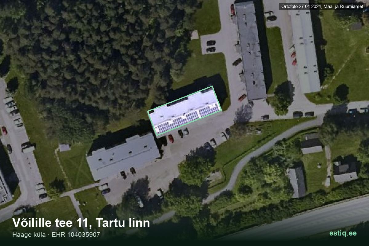 Võilille tee 11, Tartu – hoone aerofoto, kontuur ehitisregistri (EHR) andmetest
