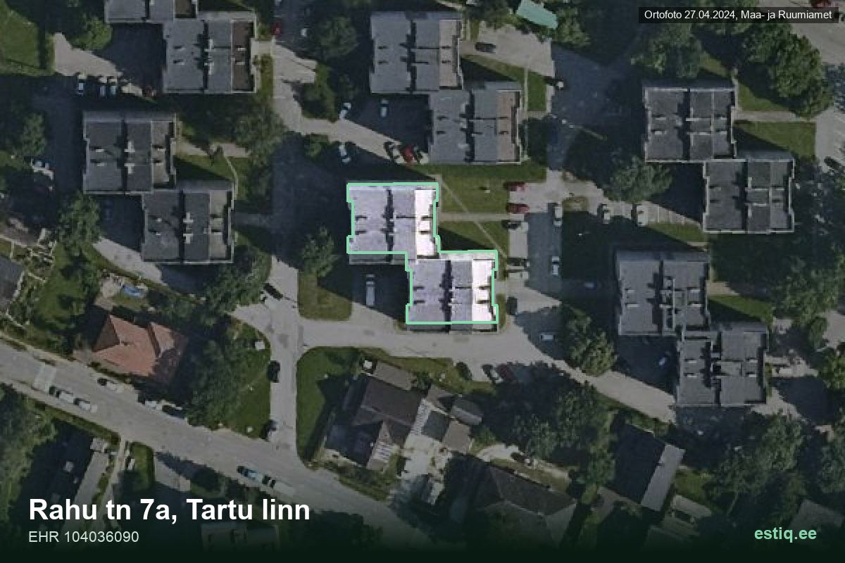 Rahu tänav 7a, Tartu – aerial photo of the building, outline from the Building Register (EHR)