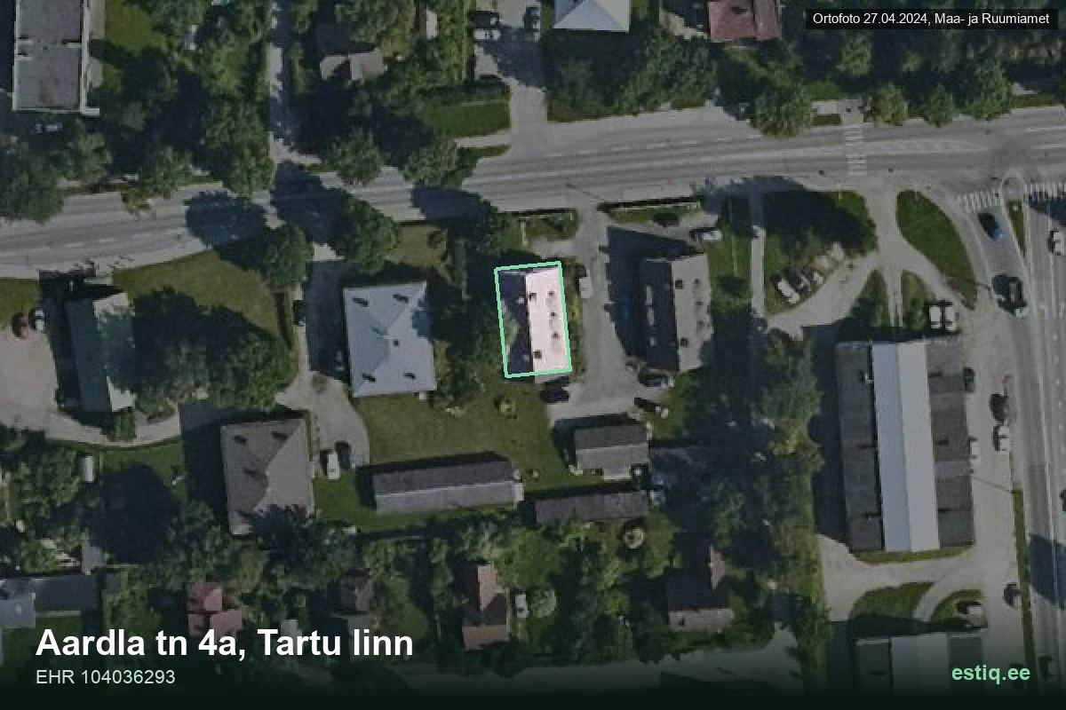 Aardla tänav 4a, Tartu – aerial photo of the building, outline from the Building Register (EHR)
