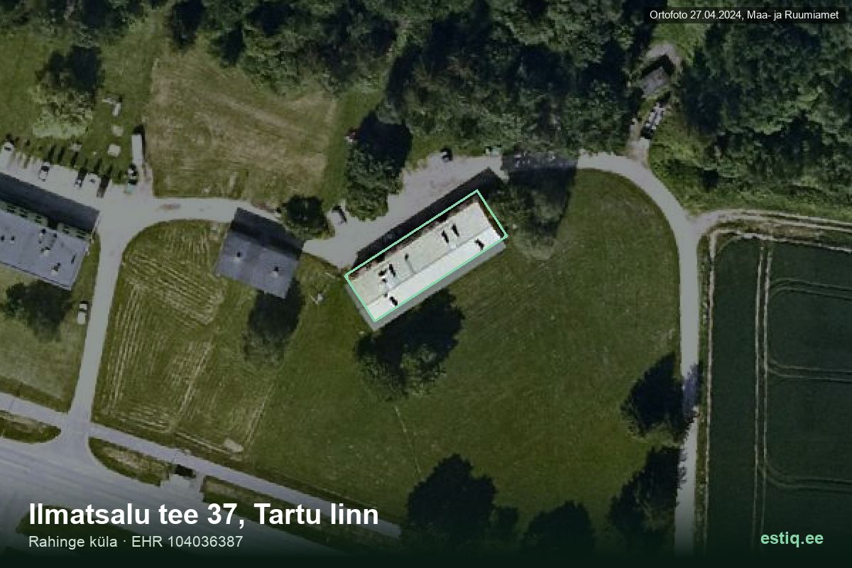 Ilmatsalu tee 37, Tartu – aerial photo of the building, outline from the Building Register (EHR)