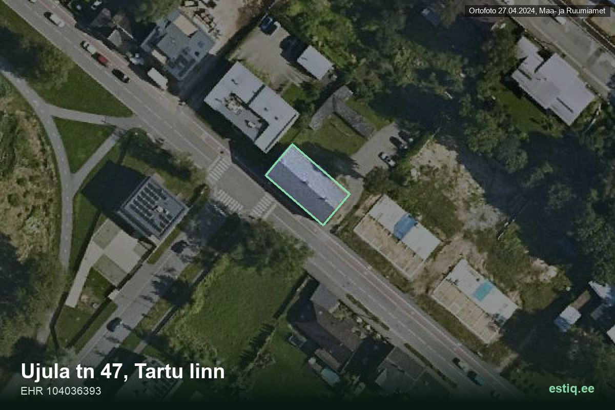 Ujula tänav 47, Tartu – aerial photo of the building, outline from the Building Register (EHR)