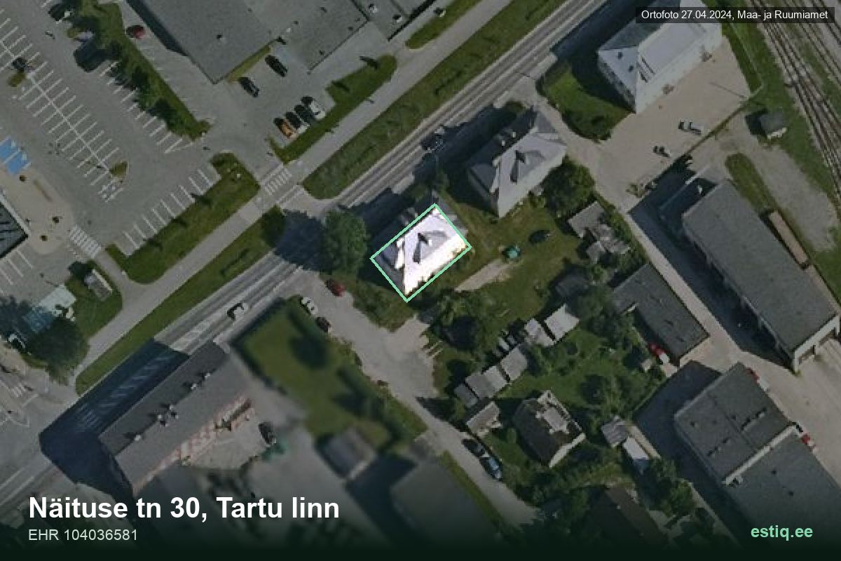 Näituse tänav 30, Tartu – hoone aerofoto, kontuur ehitisregistri (EHR) andmetest
