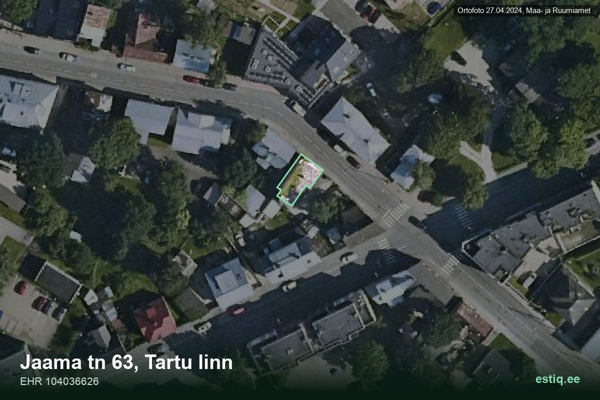 Jaama tänav 63, Tartu – hoone aerofoto, kontuur ehitisregistri (EHR) andmetest