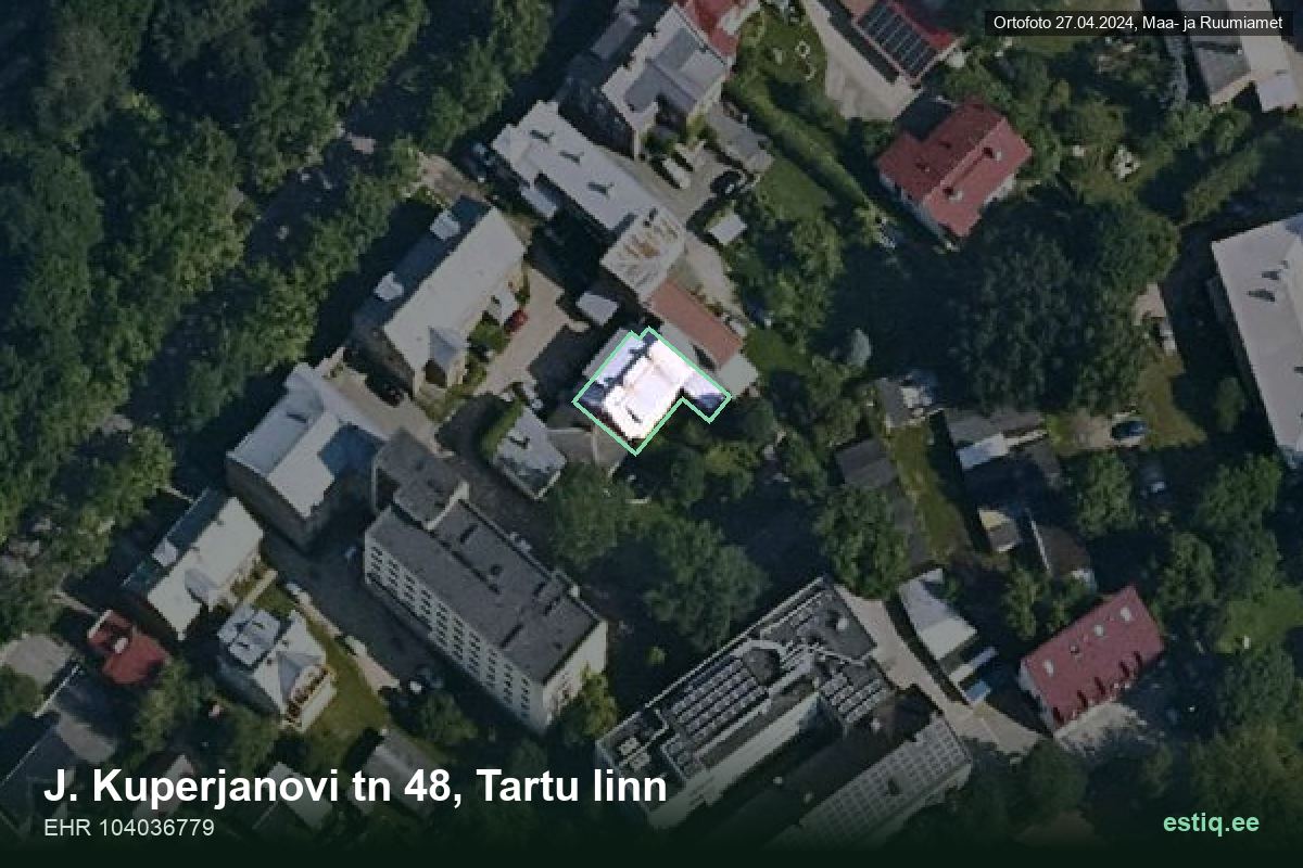 J. Kuperjanovi tänav 48, Tartu – hoone aerofoto, kontuur ehitisregistri (EHR) andmetest