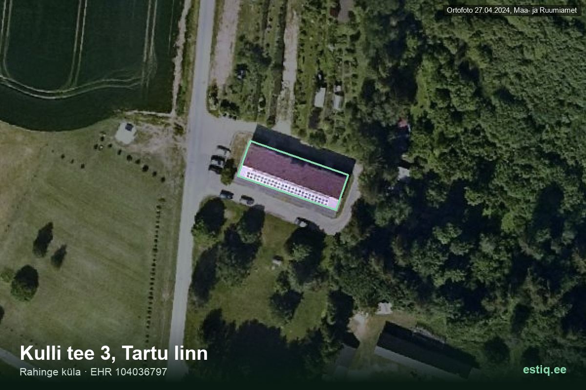 Kulli tee 3, Tartu – hoone aerofoto, kontuur ehitisregistri (EHR) andmetest