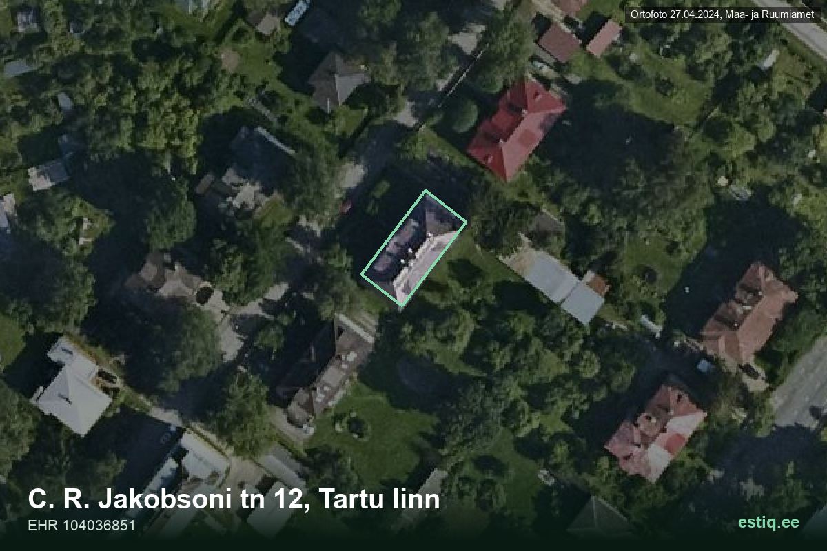 C. R. Jakobsoni tänav 12, Tartu – ilmakuva rakennuksesta, ääriviiva rakennusrekisteristä (EHR)