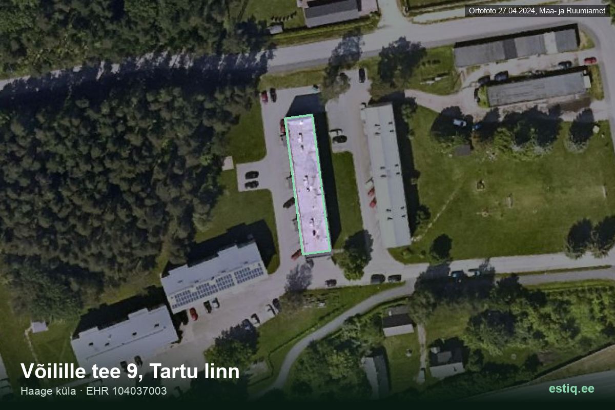 Võilille tee 9, Tartu – hoone aerofoto, kontuur ehitisregistri (EHR) andmetest