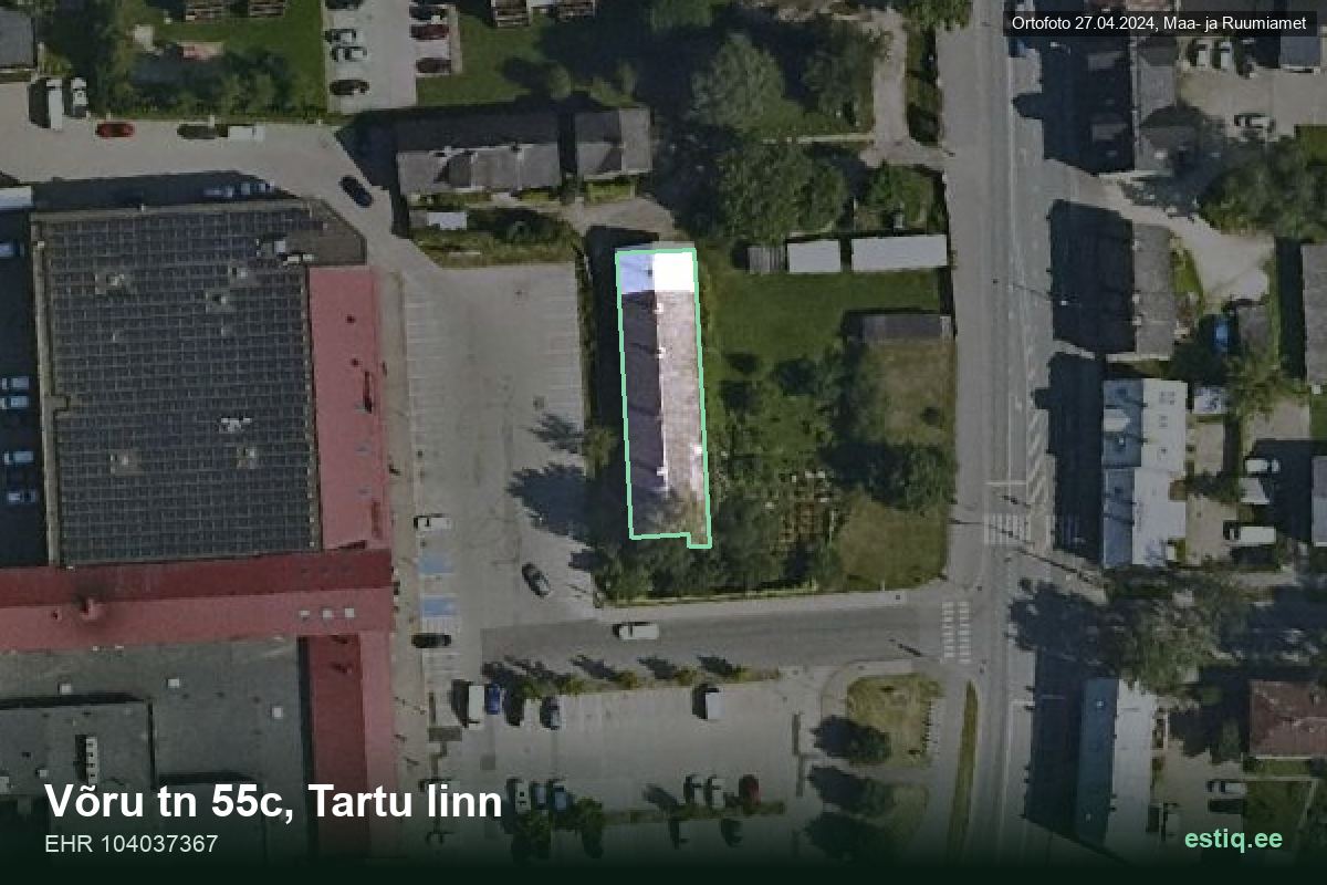 Võru tänav 55c, Tartu – hoone aerofoto, kontuur ehitisregistri (EHR) andmetest