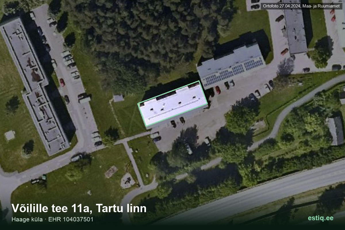 Võilille tee 11a, Tartu – hoone aerofoto, kontuur ehitisregistri (EHR) andmetest