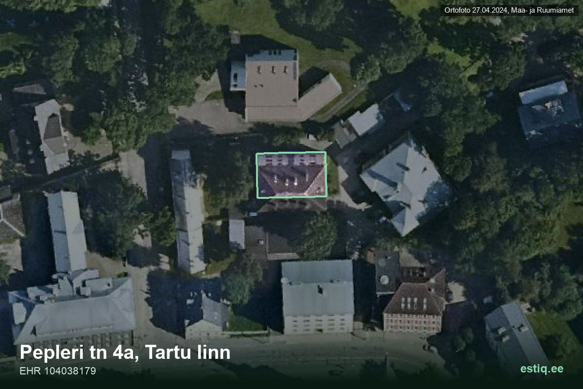 Pepleri tänav 4a, Tartu – ilmakuva rakennuksesta, ääriviiva rakennusrekisteristä (EHR)