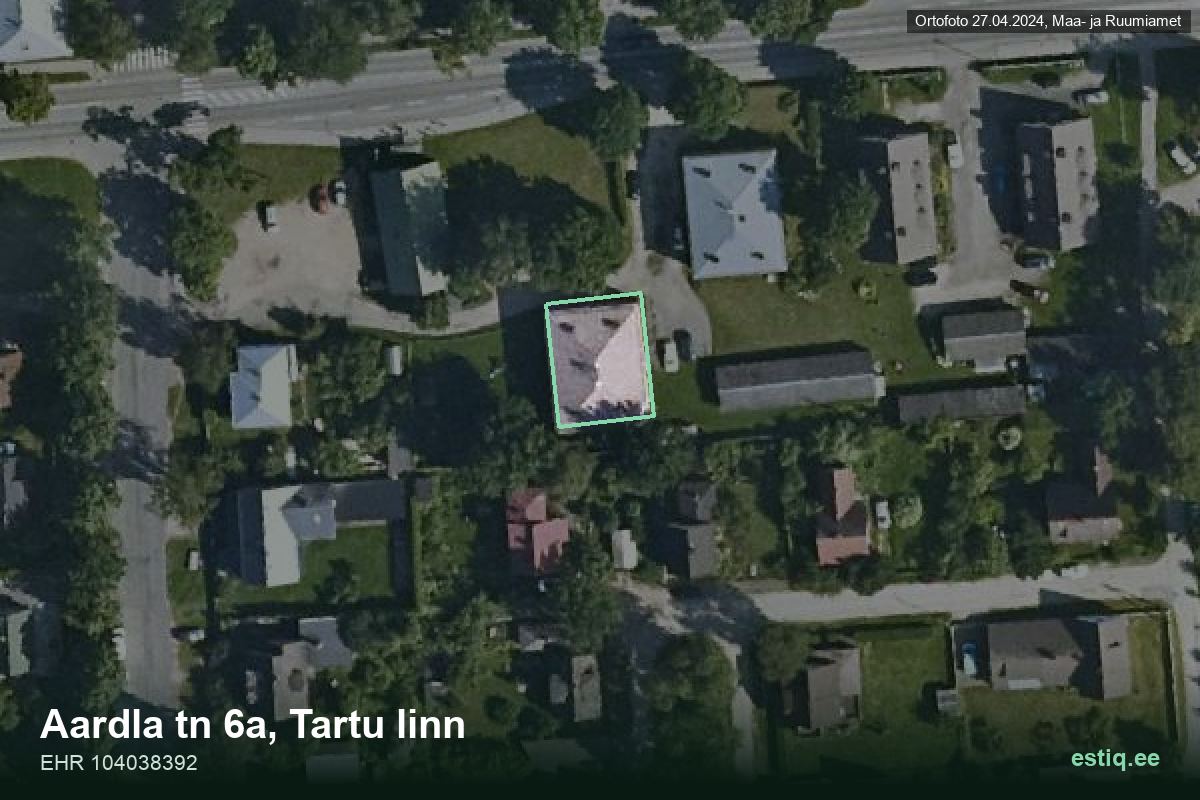 Aardla tänav 6a, Tartu – hoone aerofoto, kontuur ehitisregistri (EHR) andmetest