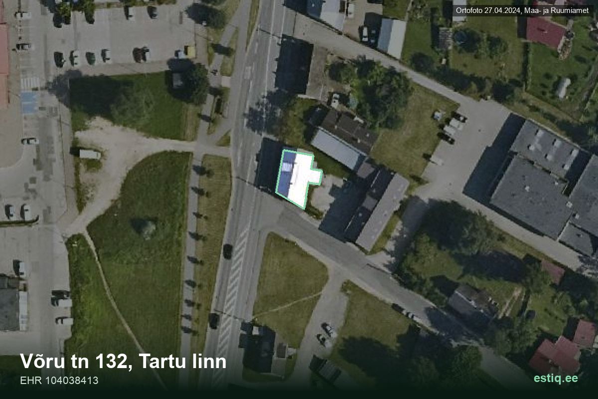 Võru tänav 132, Tartu – ilmakuva rakennuksesta, ääriviiva rakennusrekisteristä (EHR)