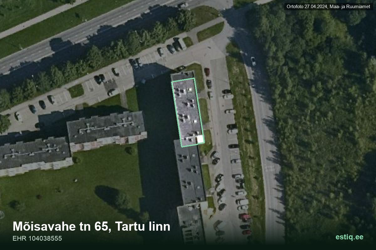 Mõisavahe tänav 65, Tartu – hoone aerofoto, kontuur ehitisregistri (EHR) andmetest