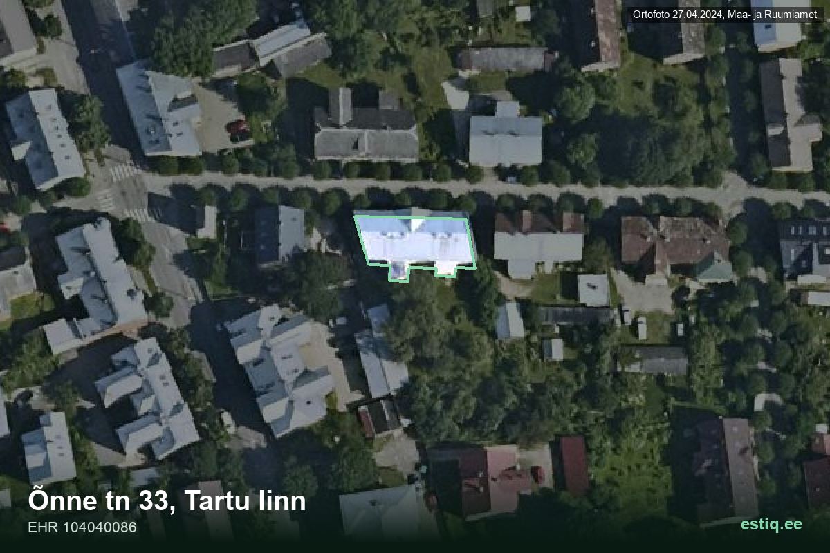 Õnne tänav 33, Tartu – aerial photo of the building, outline from the Building Register (EHR)