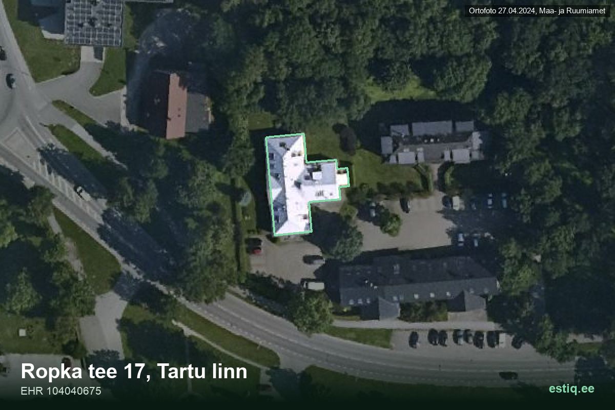 Ropka tee 17, Tartu – hoone aerofoto, kontuur ehitisregistri (EHR) andmetest