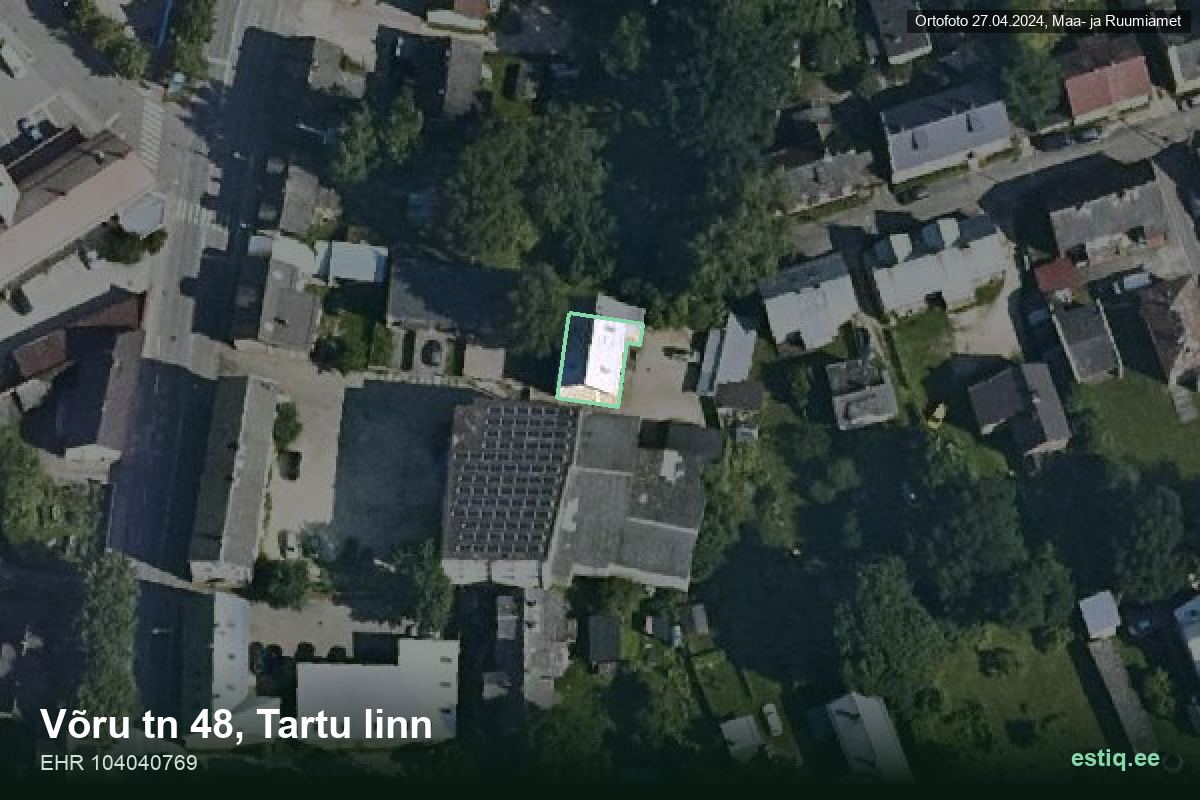 Võru tänav 48, Tartu – ilmakuva rakennuksesta, ääriviiva rakennusrekisteristä (EHR)