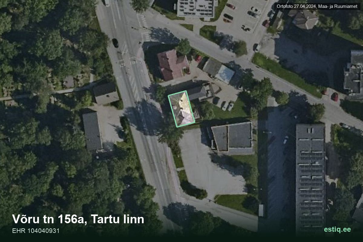 Võru tänav 156a, Tartu – hoone aerofoto, kontuur ehitisregistri (EHR) andmetest