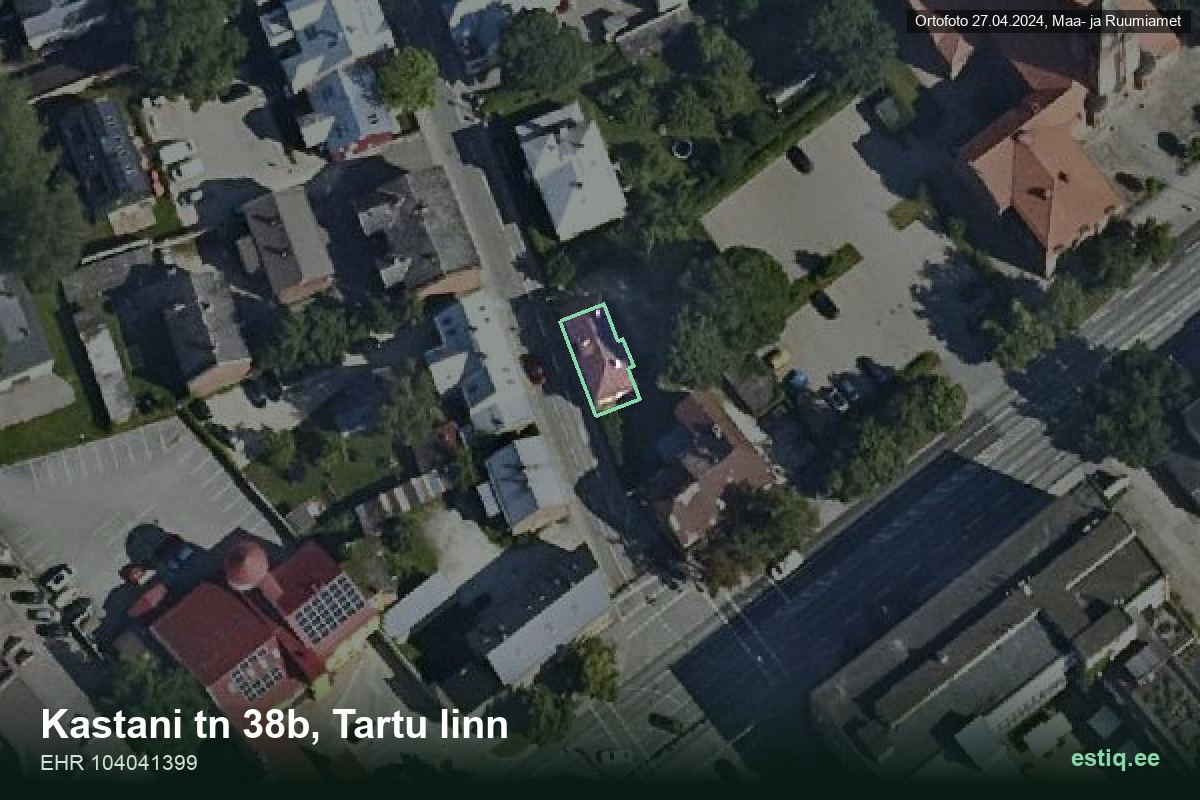 Kastani tänav 38b, Tartu – hoone aerofoto, kontuur ehitisregistri (EHR) andmetest