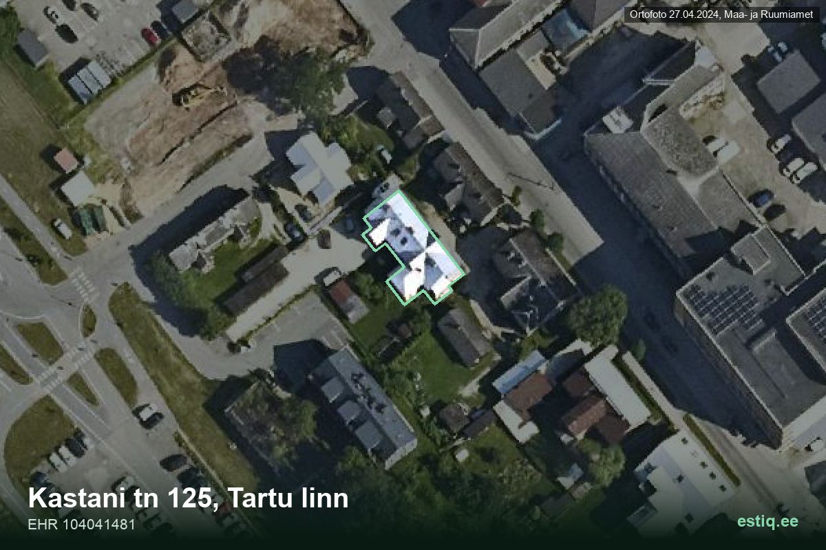 Kastani tänav 125, Tartu – aerial photo of the building, outline from the Building Register (EHR)