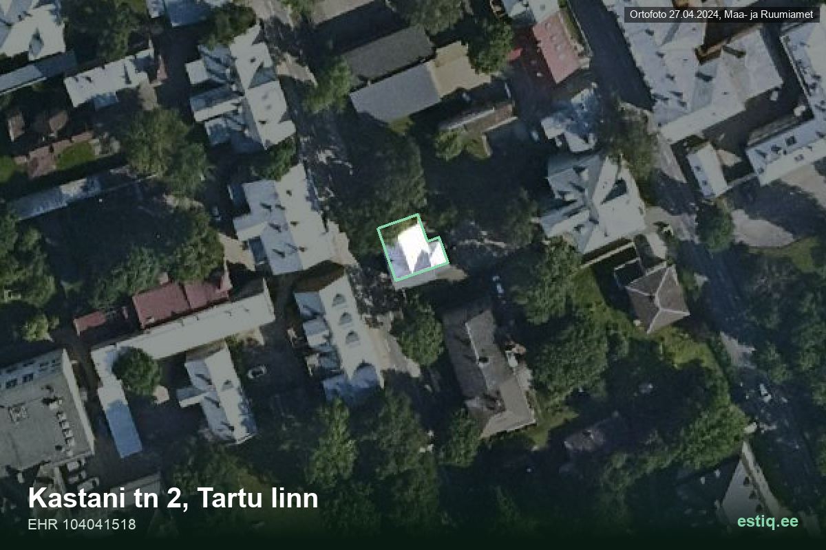 Kastani tänav 2, Tartu – aerial photo of the building, outline from the Building Register (EHR)