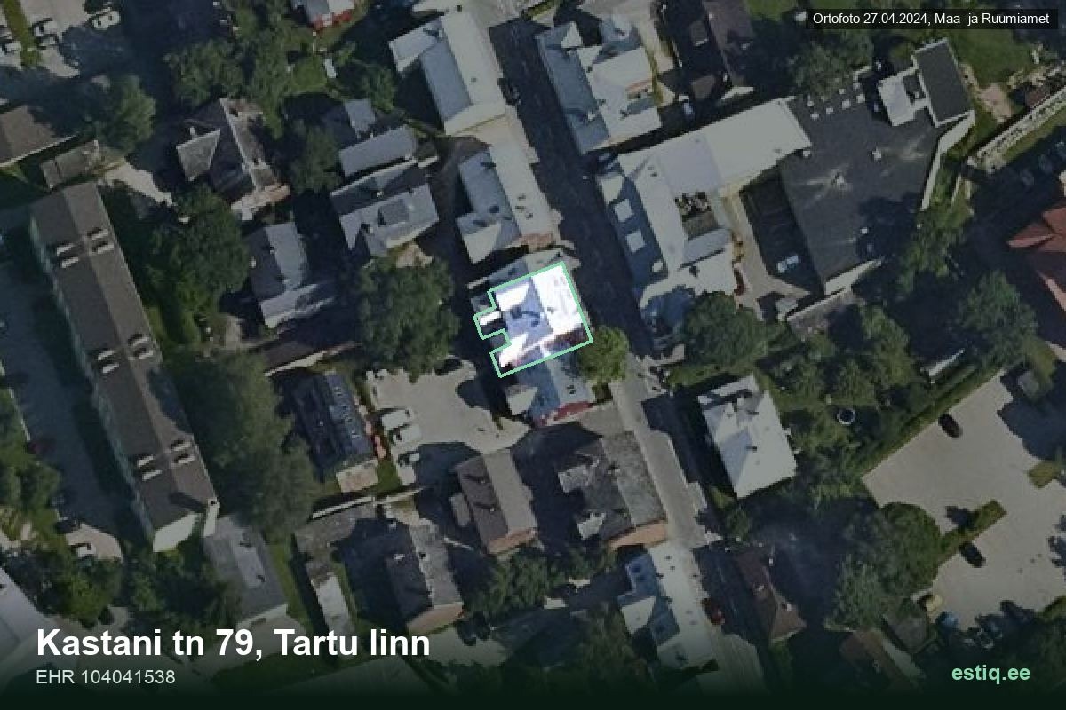 Kastani tänav 79, Tartu – hoone aerofoto, kontuur ehitisregistri (EHR) andmetest