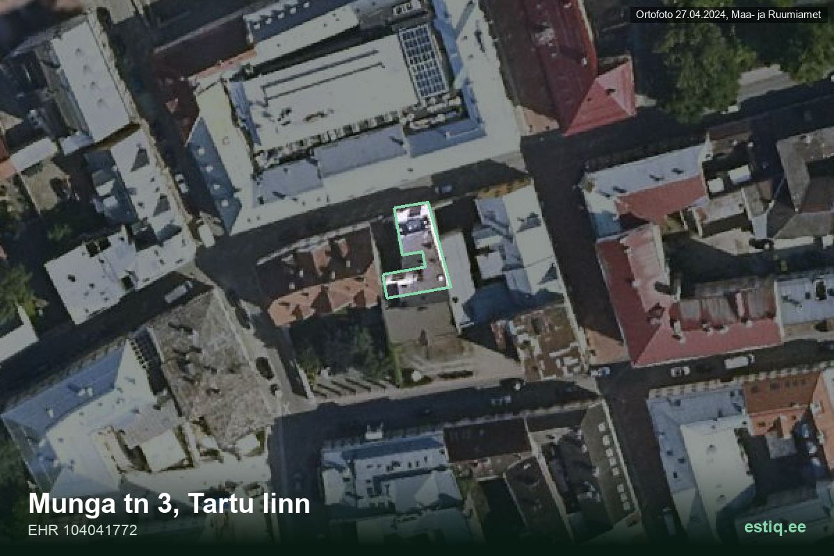 Munga tänav 3, Tartu – hoone aerofoto, kontuur ehitisregistri (EHR) andmetest