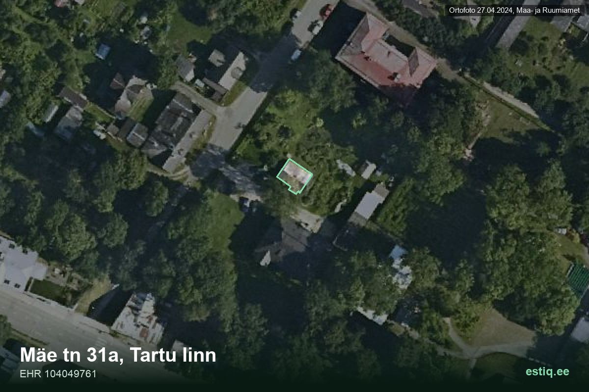 Mäe tänav 31a, Tartu – hoone aerofoto, kontuur ehitisregistri (EHR) andmetest