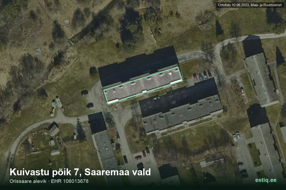Kuivastu põik 7, Saaremaa – hoone aerofoto, kontuur ehitisregistri (EHR) andmetest