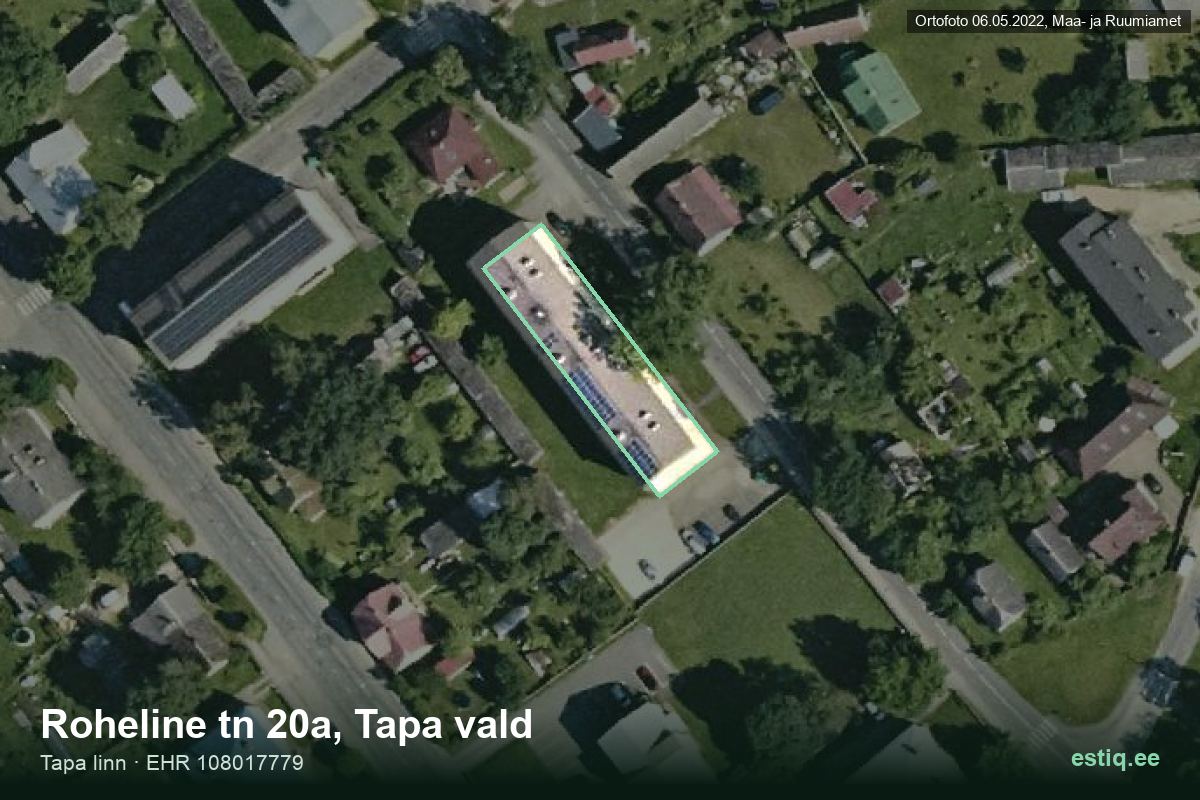 Roheline tänav 20a, Tapa – ilmakuva rakennuksesta, ääriviiva rakennusrekisteristä (EHR)