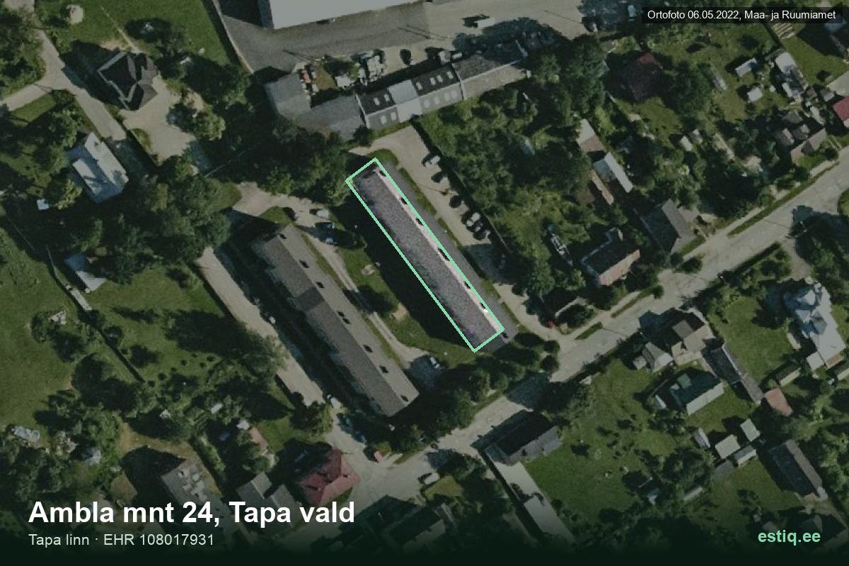 Ambla mnt 24, Tapa – hoone aerofoto, kontuur ehitisregistri (EHR) andmetest