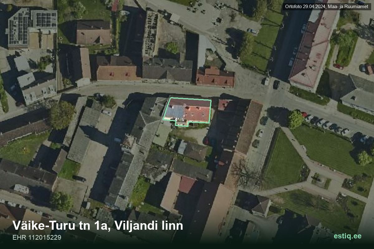 Väike-Turu tänav 1a, Viljandi – hoone aerofoto, kontuur ehitisregistri (EHR) andmetest
