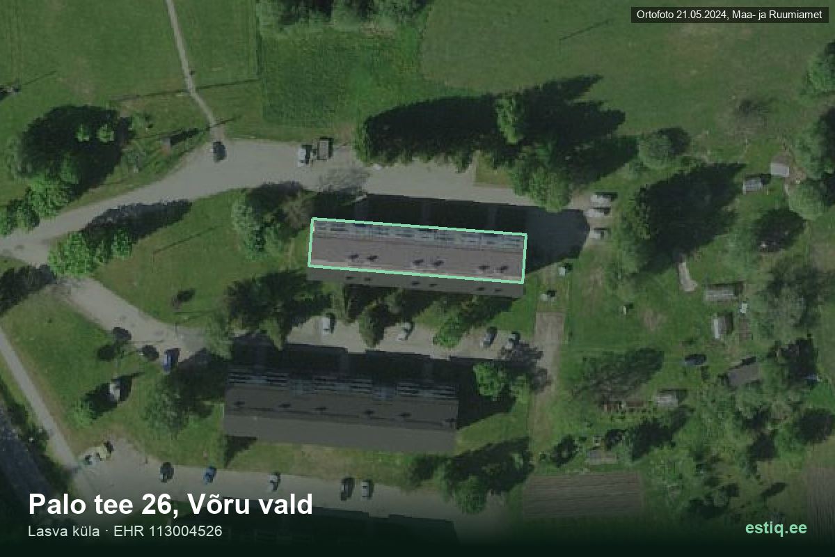 Palo tee 26, Võru – hoone aerofoto, kontuur ehitisregistri (EHR) andmetest