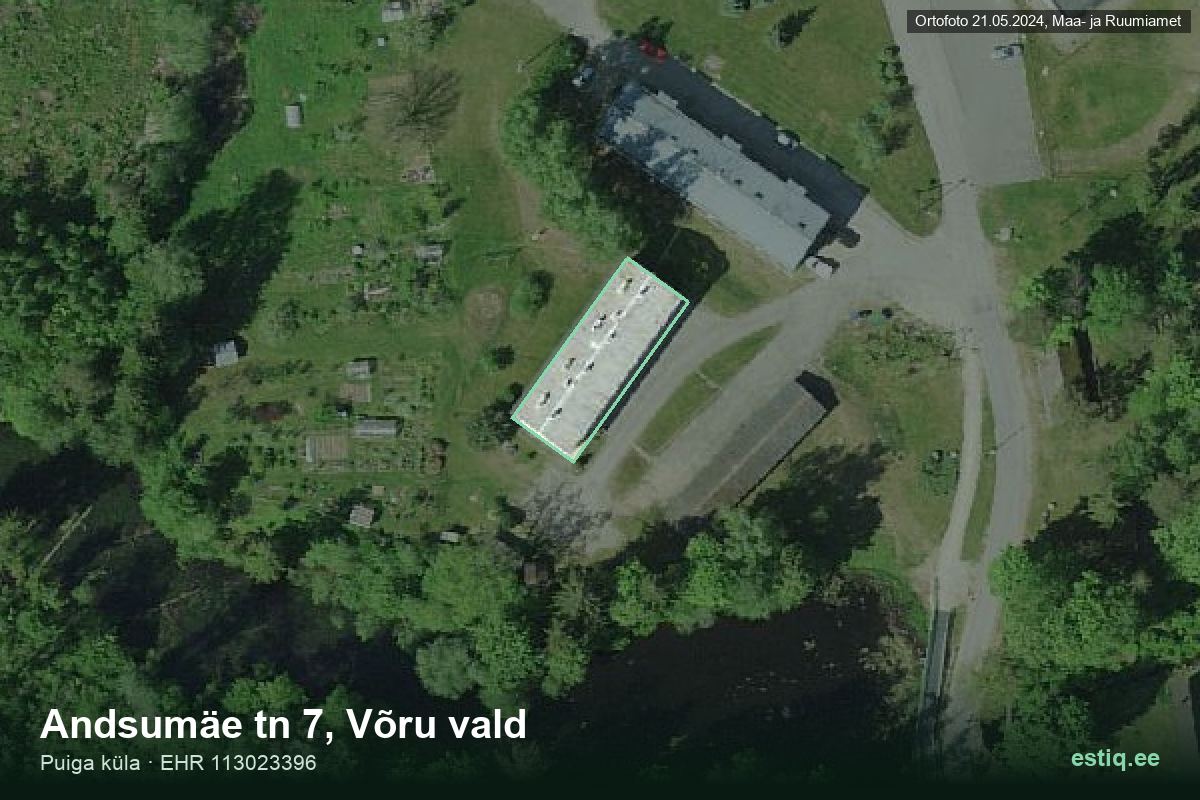 Andsumäe tänav 7, Võru – hoone aerofoto, kontuur ehitisregistri (EHR) andmetest