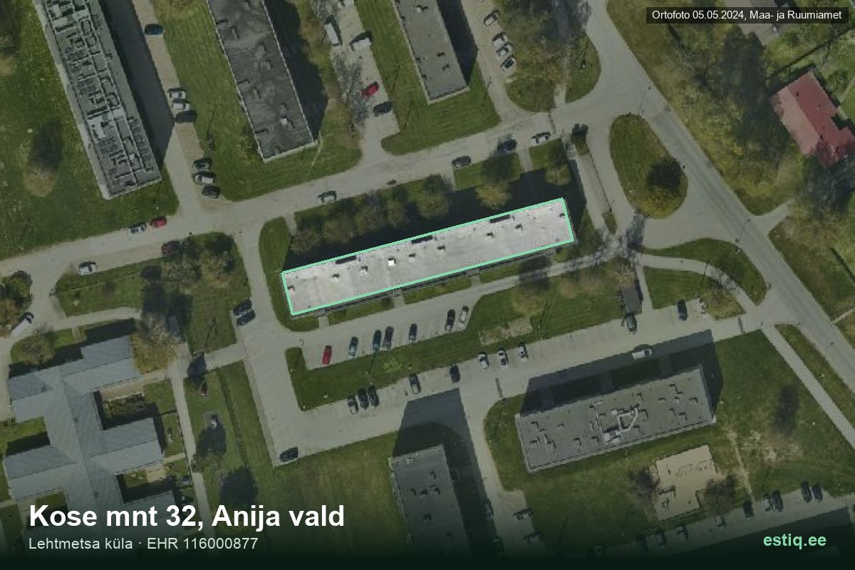 Kose mnt 32, Anija – hoone aerofoto, kontuur ehitisregistri (EHR) andmetest