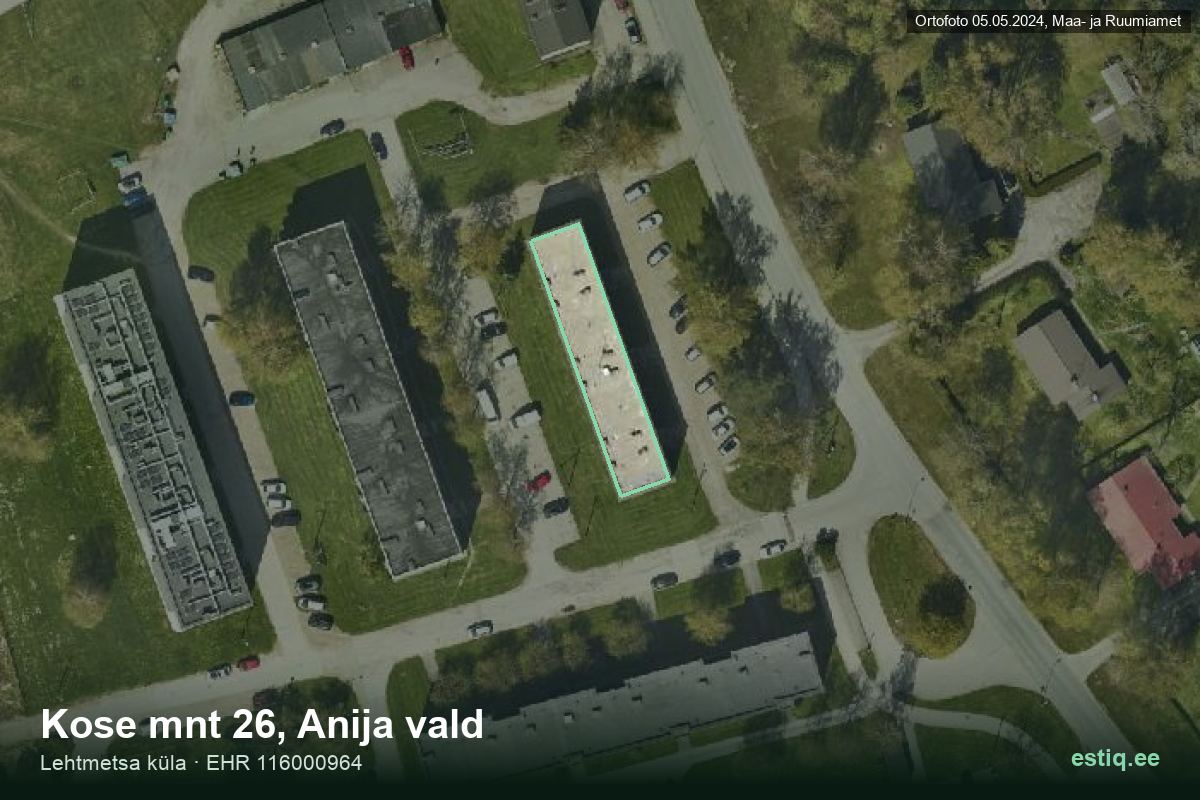 Kose mnt 26, Anija – aerial photo of the building, outline from the Building Register (EHR)